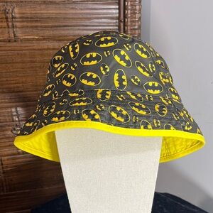 Batman Kids Bucket Hat - Black and Gray with Yellow Trim, OSFM youth